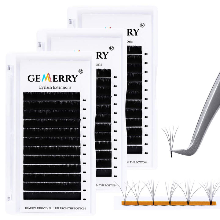 3x Selbstfächernde Volumen Wimpern 0,07 D curl 12mm 13mm 14mm Easy Fan Lashes 2D 3D 6D 10D Wimpernve