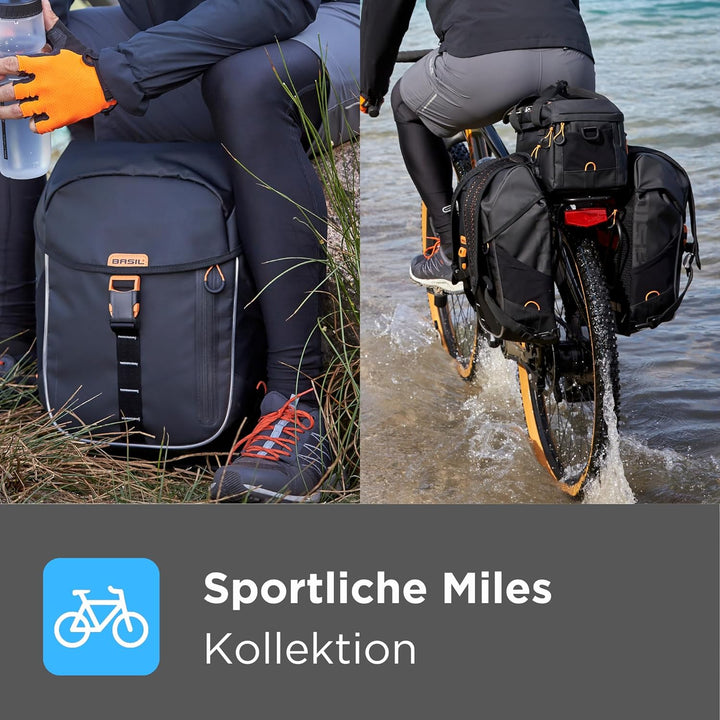 Basil Gepäckträgertasche Miles mit MIK Adapter Black Slate, Black Slate