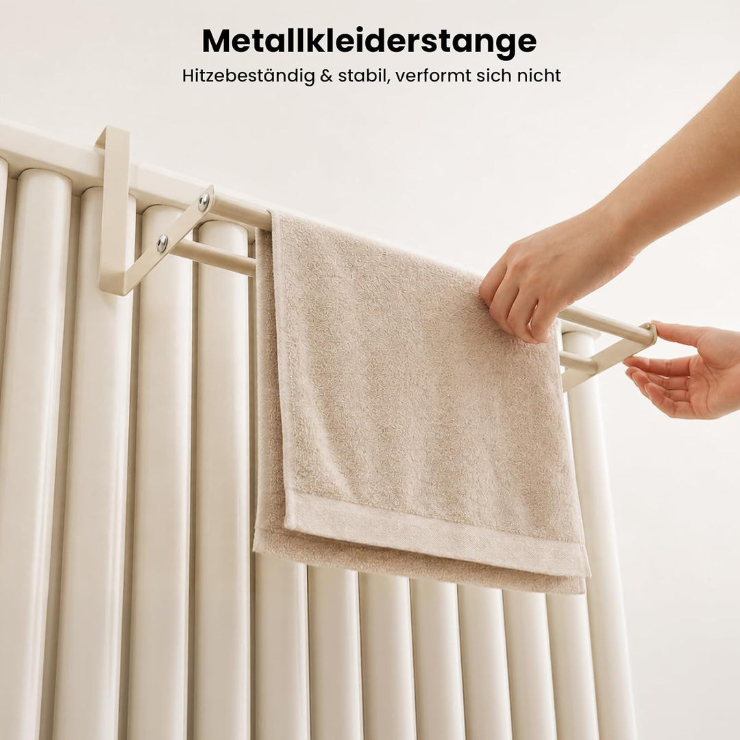 Handtuchhalter für Heizkörper 48cm: Wäscheständer Heizung ohne Bohren mit 2 Stangen – Heizkörperrega