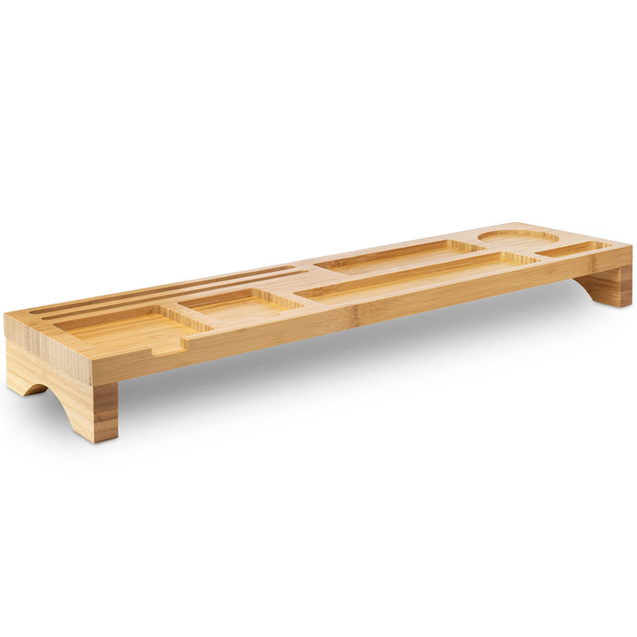 Rubberneck Bambus Schreibtisch Organizer mit Handy-, Tablethalterung - für Tastatur, Maus, Büro Zube