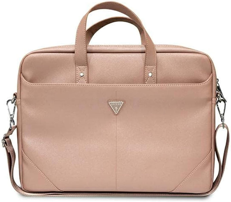 Guess Unisex Saffiano Hot Stamp Triangle Logo Tasche, Rosa