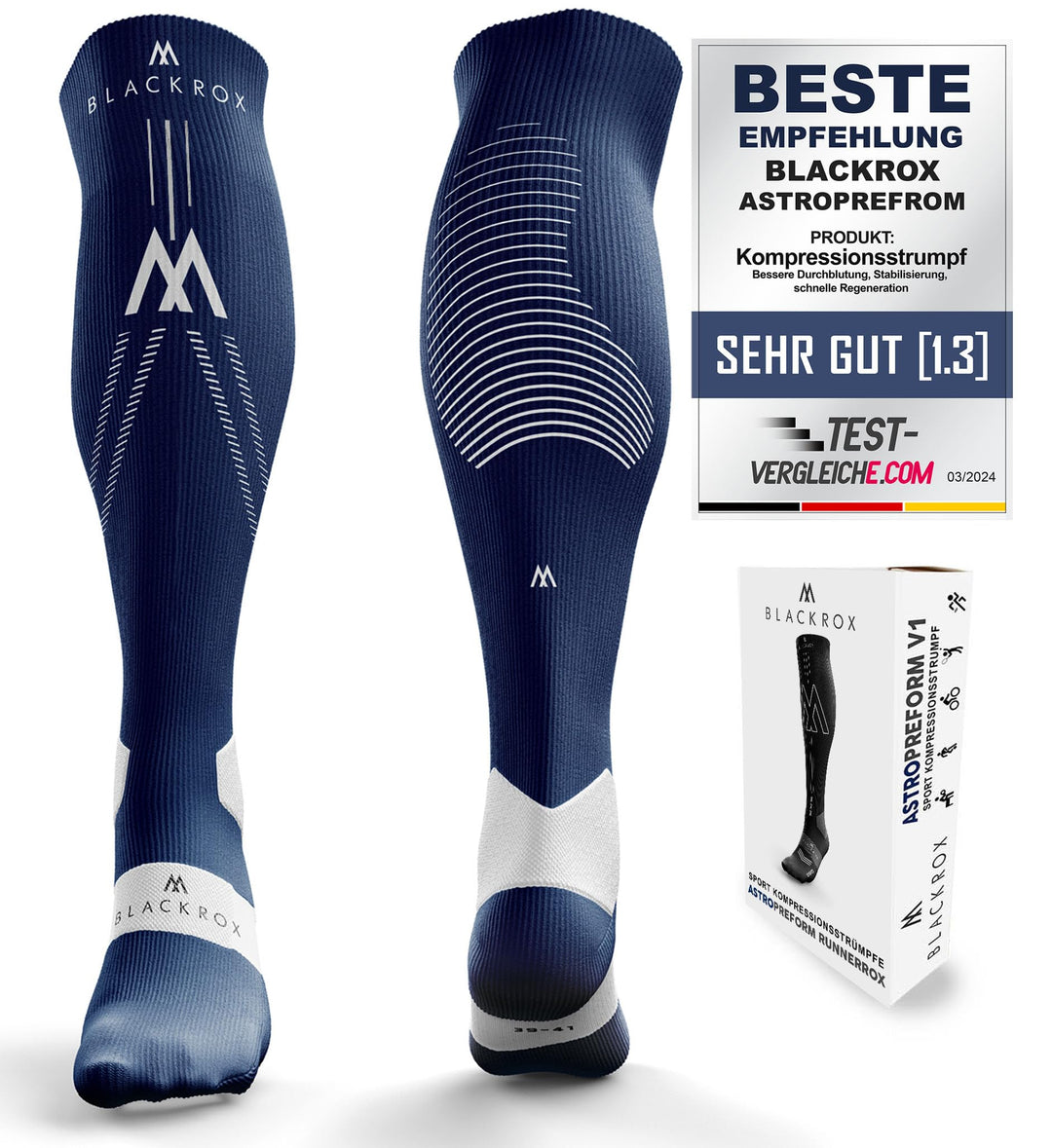 BLACKROX Kompressionsstrümpfe Sport Astropreform Kompressionssocken Vergleichssieger Sportkompressio