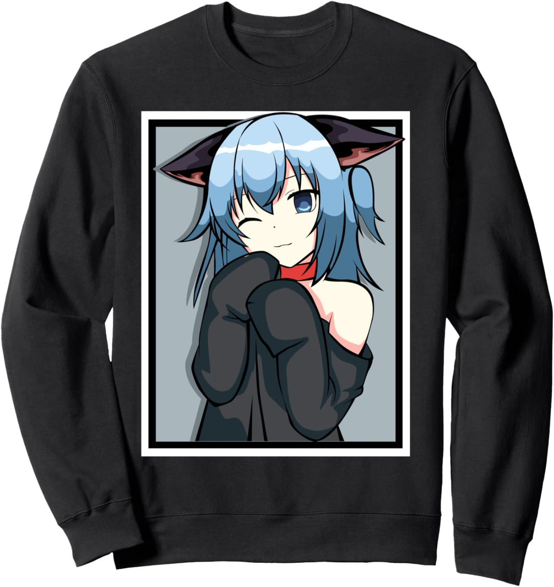 Niedliches Anime-Mädchen – Katzen-Design – Weebs Sweatshirt