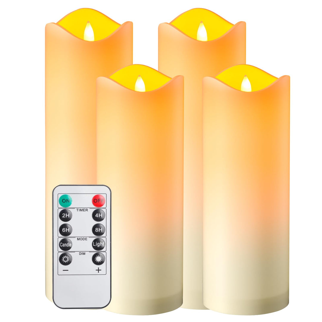 EXTSUD Wasserdichte LED Kerzen mit Timerfunktion 4er Flammenlose Flackernde LED Outdoor Kerzen mit F