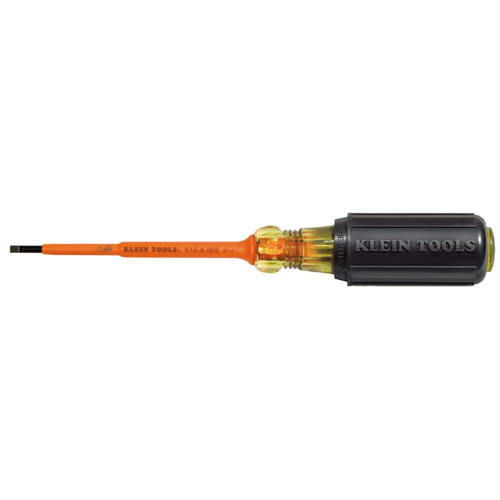 Klein Tools 612-4-INS Isolierter 1/8 Zoll Schlitzschraubendreher, 10,2 cm 1/8" Tip/ 4-Inch Length, 1
