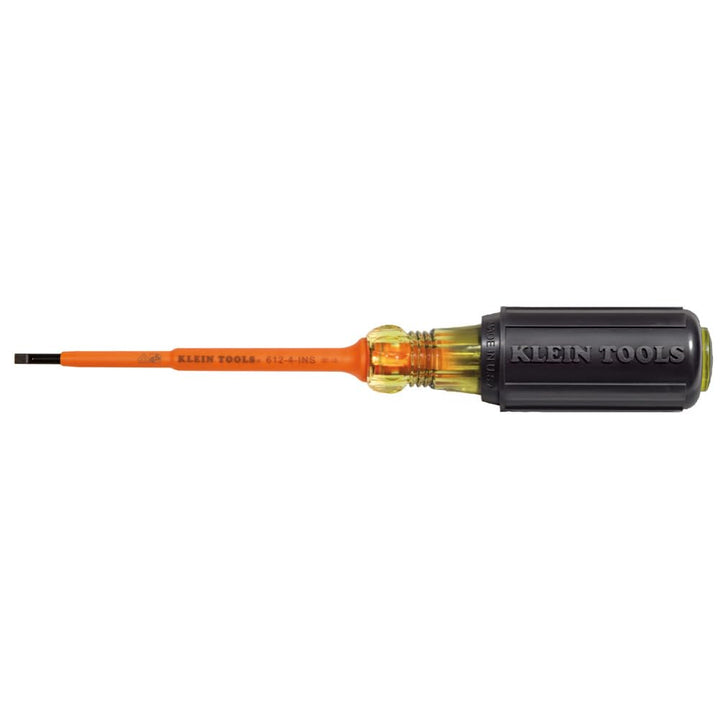Klein Tools 612-4-INS Isolierter 1/8 Zoll Schlitzschraubendreher, 10,2 cm 1/8" Tip/ 4-Inch Length, 1