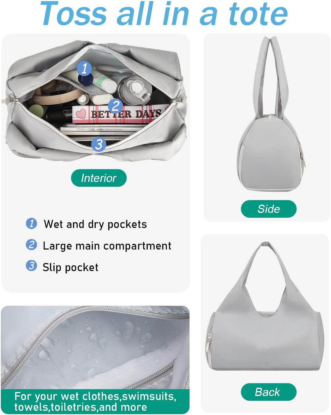 BlesMaller Sporttasche Damen Reisetasche Handgepäck mit Schuhfach & Nassfach Trainingstasche kleine