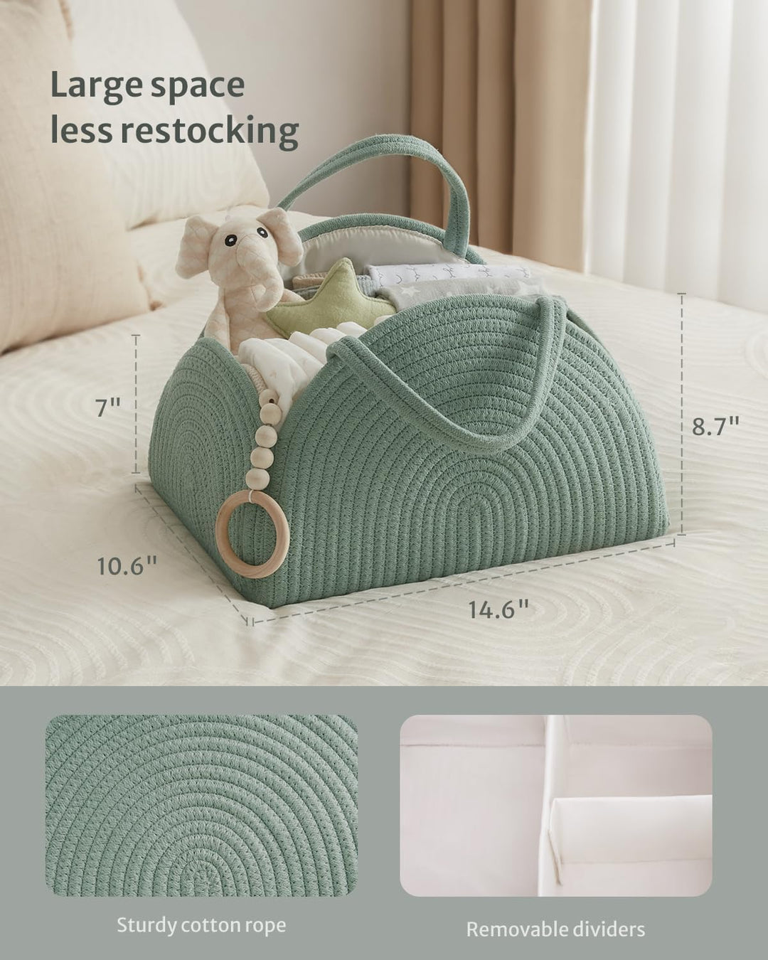 Baby Windel Caddy Veranstalter, Baumwollseil grosse Dusche Caddy für neugeborene Jungen und Mädchen,