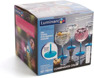 Luminarc Fiesta Combinados Color Gin Cocktailgläser-Set (inkl. Löffel und Messbecher), 6er Pack