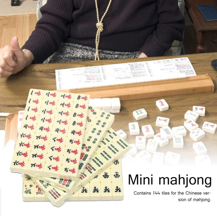 Tragbares Mahjong Spielset, 144 Fliesen Mah-Jong Set, Vintage Mahjong Ledertragetasche