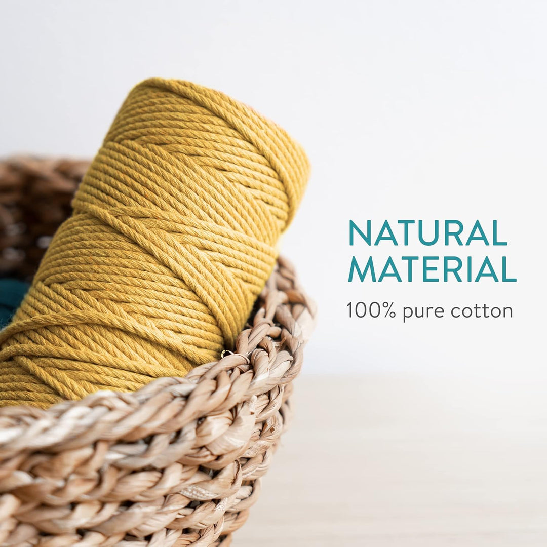 Navaris Makramee Garn 3er Set - Baumwollschnur für DIY Projekte Wandteppich Traumfänger - Natur Baum