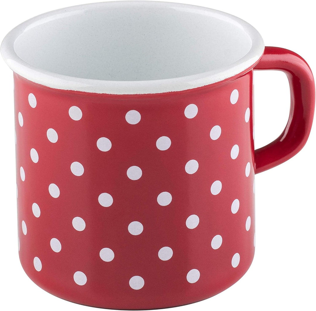 Riess, 0221-077, Topf mit Bördel (Becher) 8 3/8 L, COUNTRY - PÜNKTCHEN ROT, Trinkbecher, Inhalt 0,37