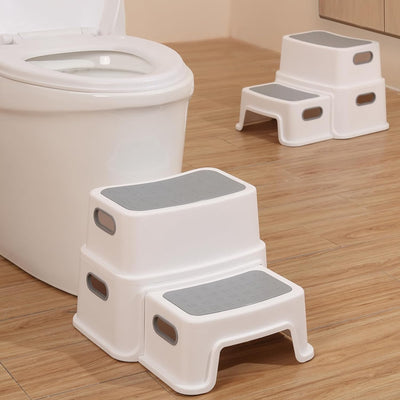 2er-Pack Tritthocker Kinder 2 Stufen, Robuster Kinder Hocker Zweistufiger Tritthocker für Badezimmer