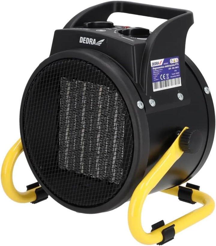 DEDRA Elektrische PTC-Heizung 2,0 kW, rund, schwarz Heizfläche 20 m², keramisches Heizelement, für g