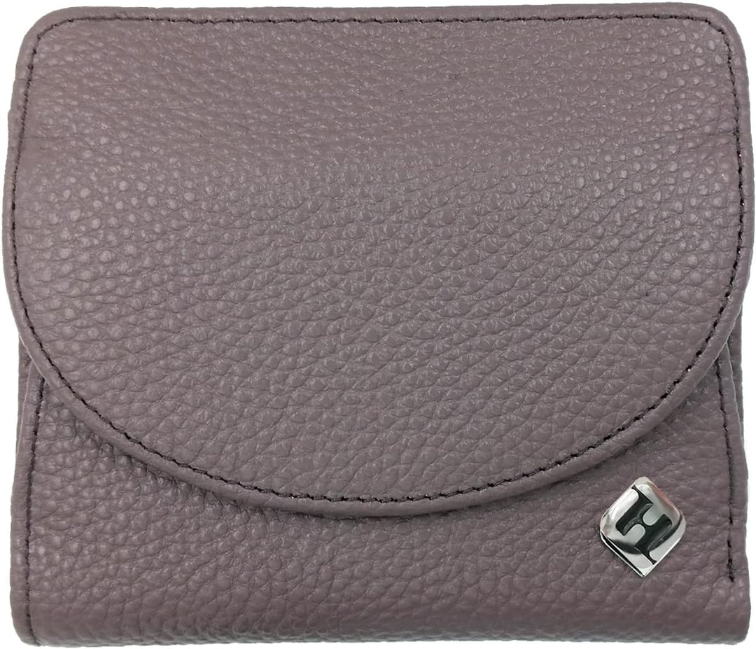 Geldtasche Damen klein, Reise Portemonnaie, viele Fächer, Leder Flieder, RFID Blocker, Münzfach gros