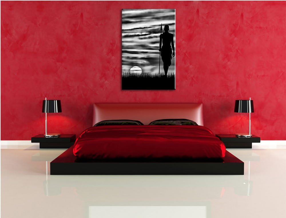Roter Sonnenuntergang in Afrika / 100x70cm Leinwandbild bespannt auf Holzrahmen/Wandbild Kunstdruck