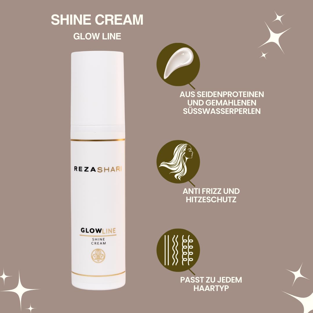 REZA SHARI Shine Cream 100ml - glättende Anti-Frizz Creme mit Hitzeschutz-Effekt für glattes & gesch