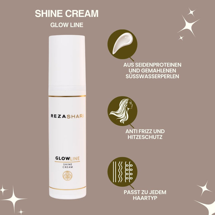 REZA SHARI Shine Cream 100ml - glättende Anti-Frizz Creme mit Hitzeschutz-Effekt für glattes & gesch