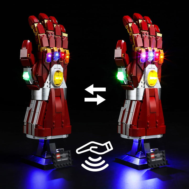 BRIKSMAX 76223 Led Licht für Lego Iron Mans Nano Handschuh (Version mit Handwischsensorschalter) - C