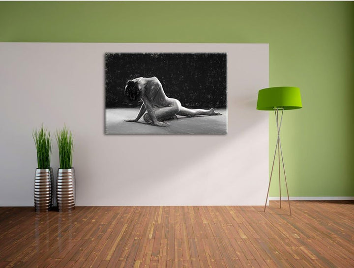 Pixxprint Schöne sexy Frau Macht Yoga Kunst als Leinwandbild/Grösse: 100x70 / Wandbild/Kunstdruck/fe