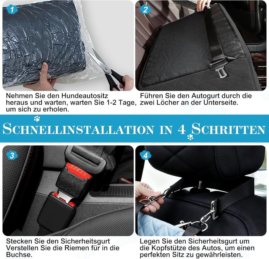 Hunde Autositz für Mittlere Hunde oder 2 Kleine, Abnehmbar & Waschbarer Hundesitz Auto mit Welpenunt