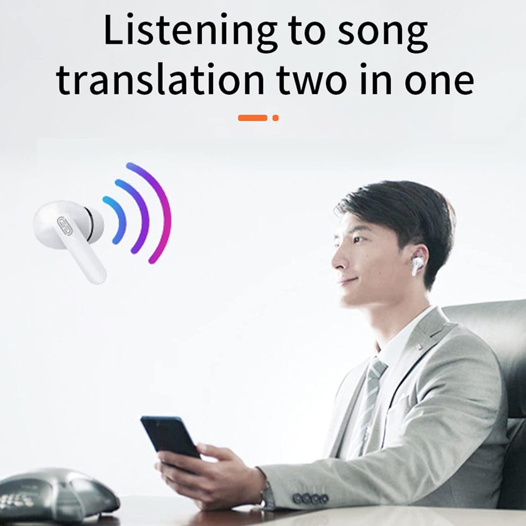 ASHATA Bluetooth-Übersetzungs-Ohrhörer, 144 Sprachen Echtzeit-Sprachübersetzer, Kabelloser Übersetze