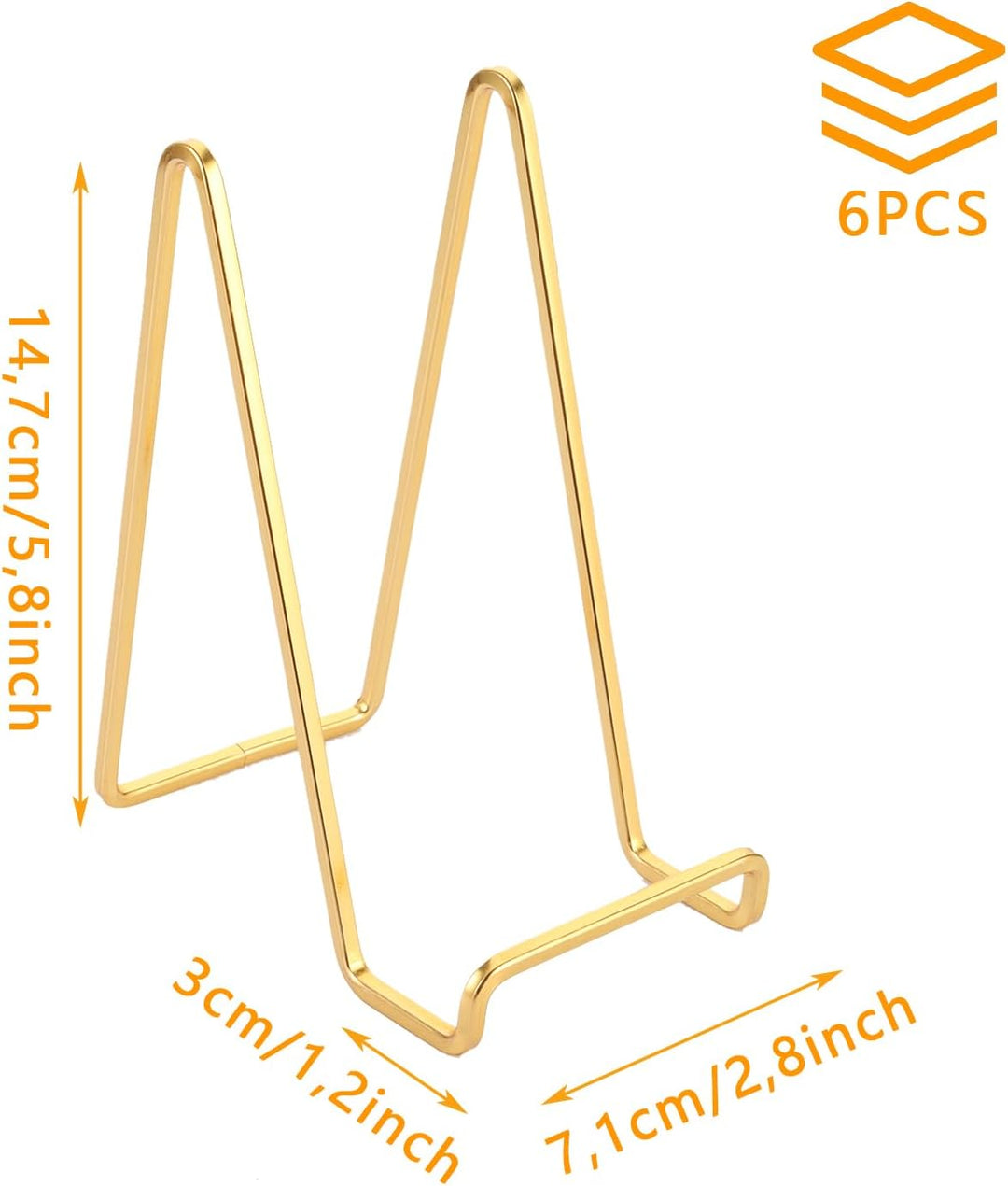 6 Stück 14cm Metall Tellerhalter Gold Tellerhalter Dekorative Tellerständer für Fotos Bücher Bilder