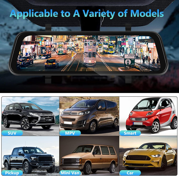 Hodozzy Spiegel Dashcam Carplay Wireless Android Auto Bluetooth 9,66 Zoll IPS Touchscreen Frontkamer