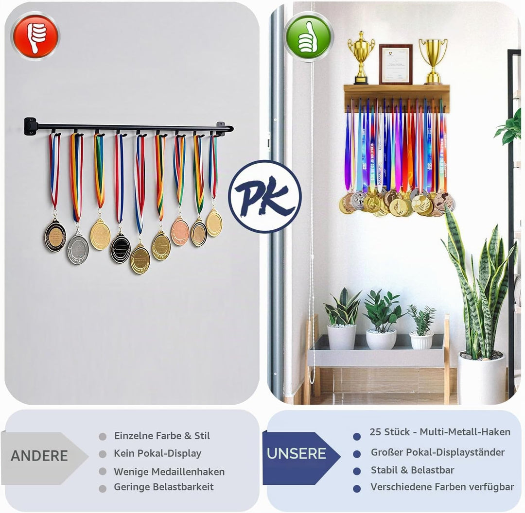 DSVENROLY Medaillenhalter Display Trophy Shelf Organizer, Stabiler Medaillenhalter Ausstellungsständ