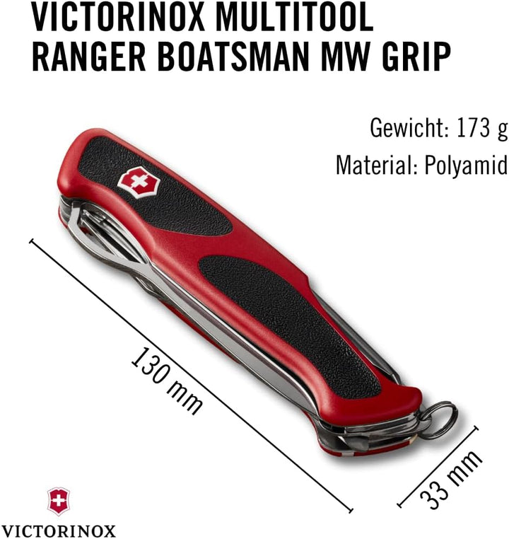 Victorinox Taschenmesser Ranger Grip 78 (12 Funktionen, Einhand-Feststellklinge) rot/schwarz Single,