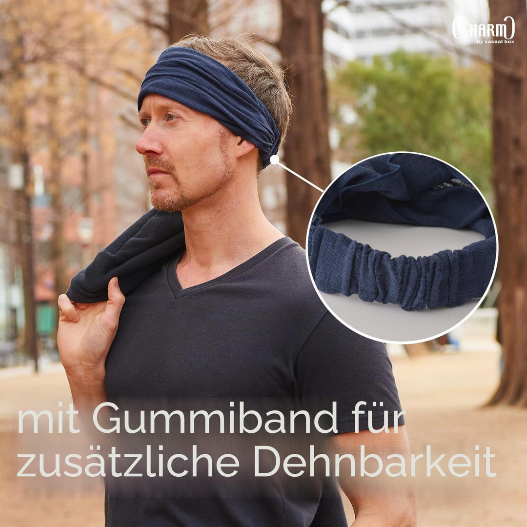 CHARM Damen &amp; Herren Bandana-Stirnband aus Baumwolle, Elastisches Yoga Haarband, Boho Haar Tuch L Az
