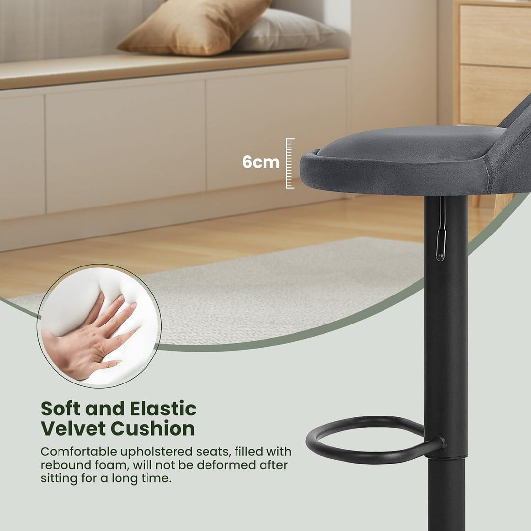 EUGAD Barhocker 2er Set 360° Drehstuhl Barstuhl mit Rückenlehne Fussstütze 120kg belastbar höhenvers