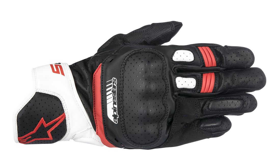 Alpinestars Handschuhe SP-5 Leder Motorrad Sporthandschuh schwarz weiÃŸ rot GröÃŸe XL / 10 L Schwarz