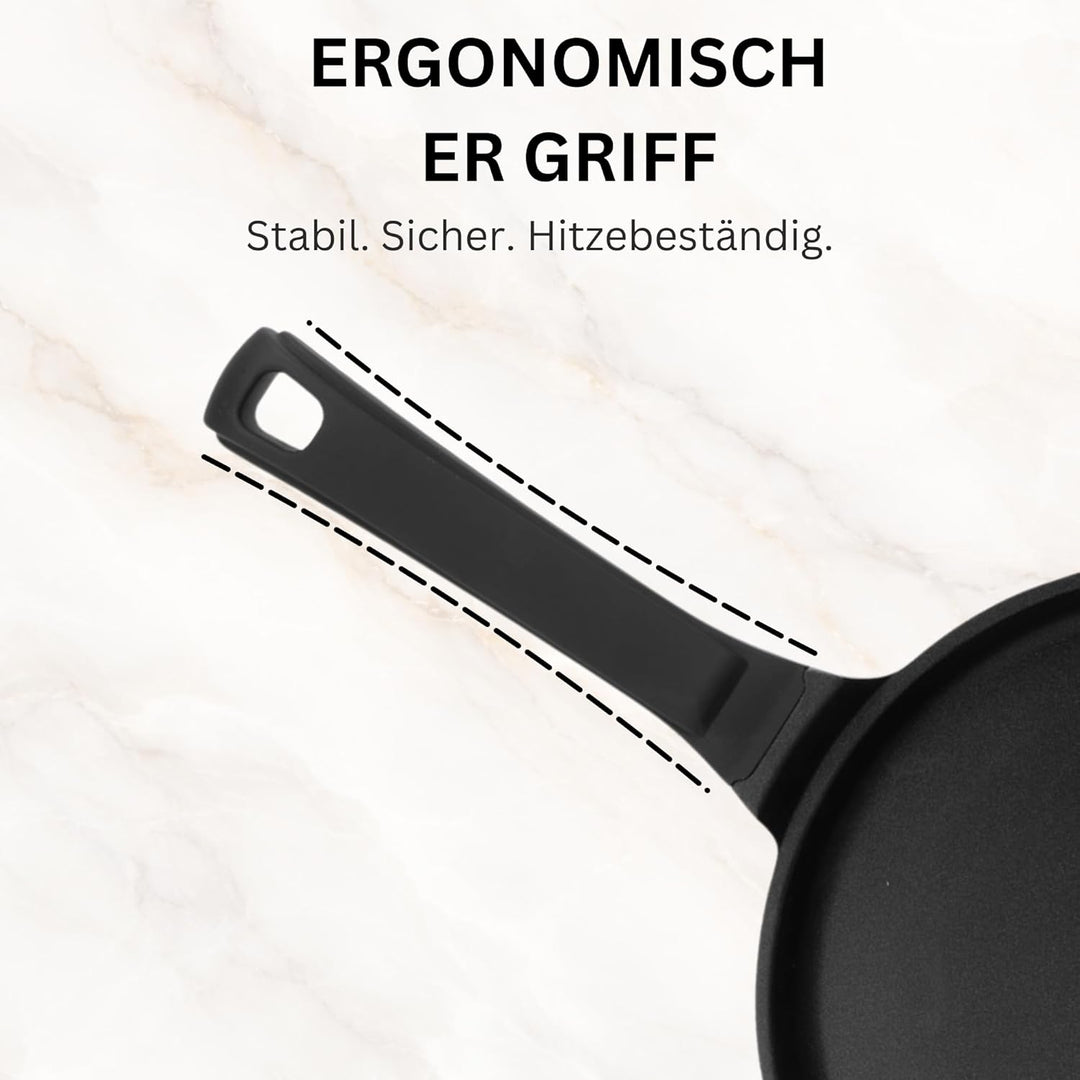 Stone&Stone Crêpespfanne 26cm – Pfannkuchenpfanne Antihaft, Induktion & Gas geeignet, Spülmaschinenf