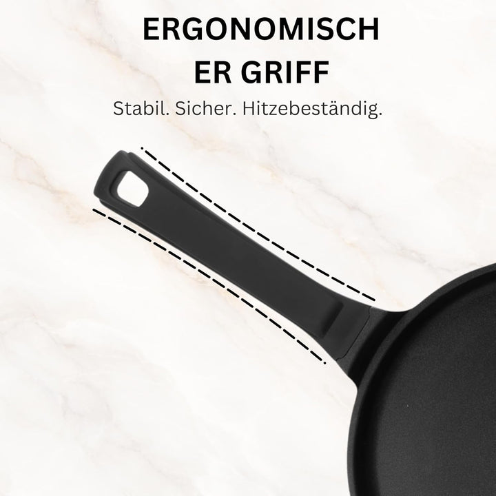 Stone&Stone Crêpespfanne 26cm – Pfannkuchenpfanne Antihaft, Induktion & Gas geeignet, Spülmaschinenf