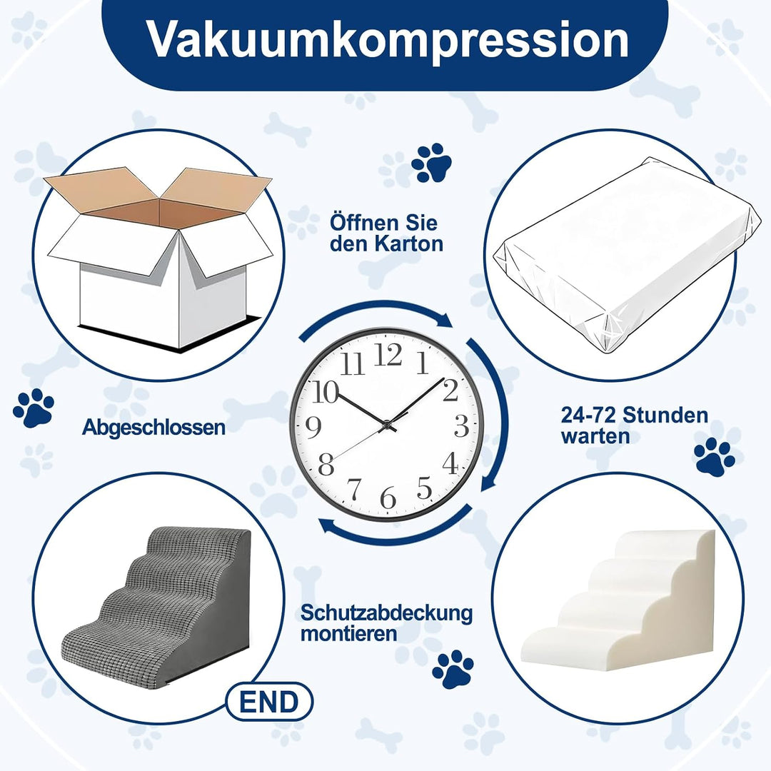 Hundetreppe für Kleine Hunde 50 cm Hoch, Haustiertreppe für Bett und Sofa aus Hochdichtem Schwamm, H