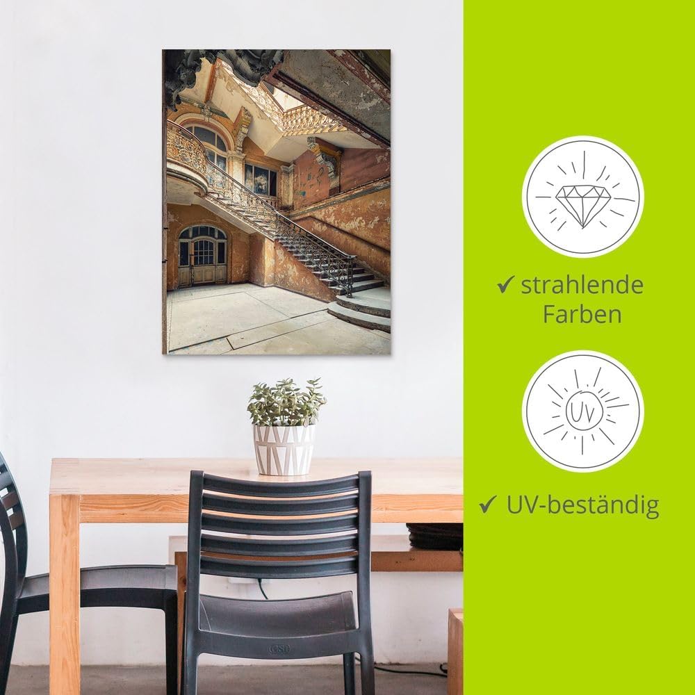 ARTland Wandbild Alu Verbundplatte für Innen & Outdoor Bild 60x80 cm Architektur Ruinen Treppenhaus