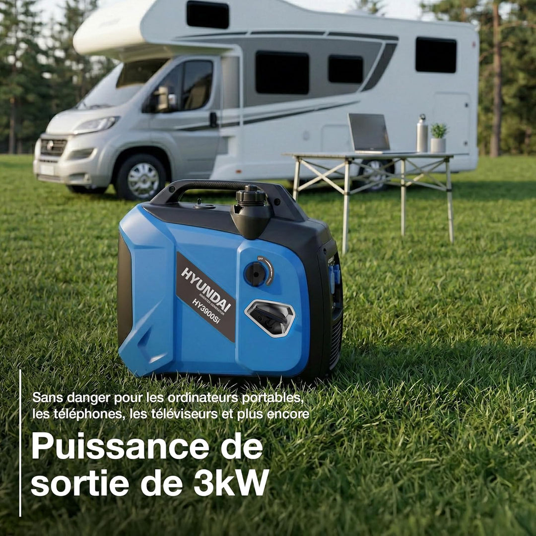 Hyundai Inverter-Generator, 3300 W/3 kW, kontinuierlich, Benzin, leise, reine Sinuswelle, Steckdose