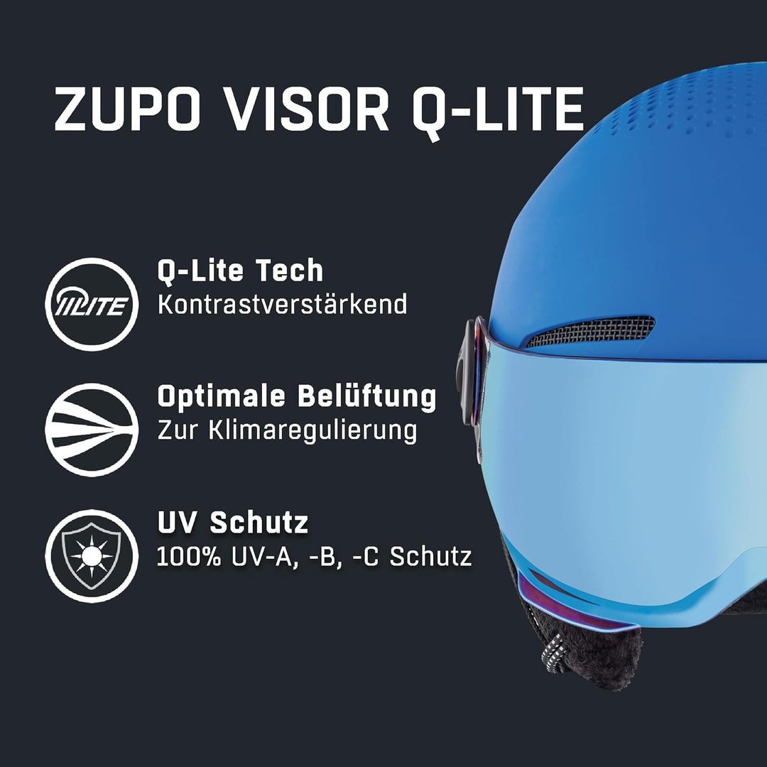 ALPINA ZUPO VISOR Q-LITE - Hochwertiger &amp; Leichter Skihelm Mit Kontrastverstärkendem Visier Für Kind