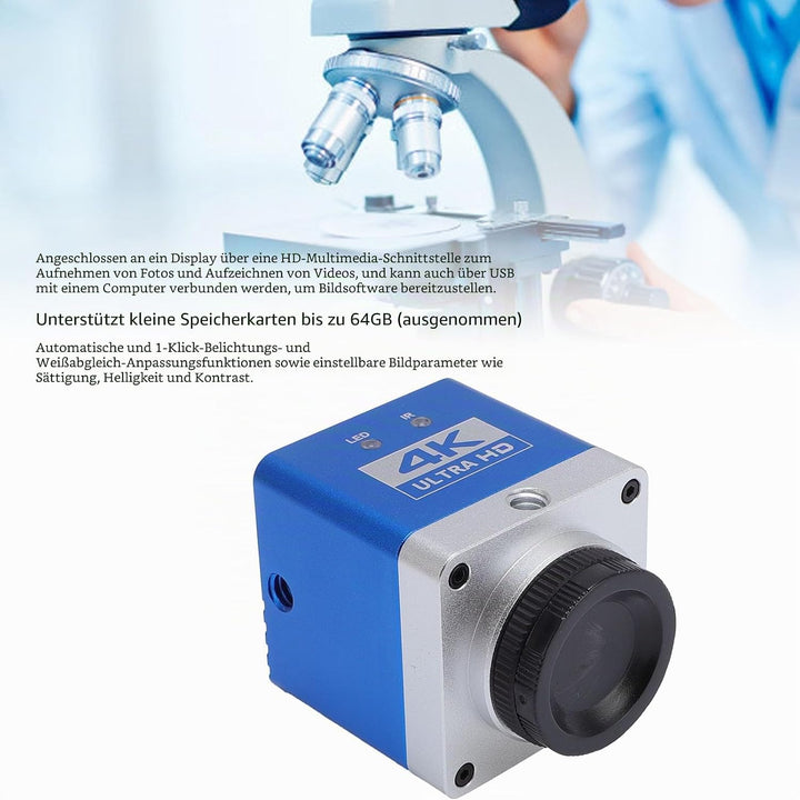 4K HD -Mikroskop Industrielle Kamera 8.3MP 3840x2160 Auflösung 1/1.8 Sensor HD -Anzeige Grenzflächen