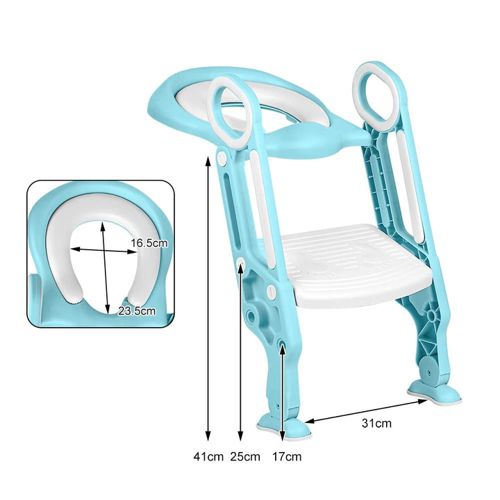 Toilettensitz Kinder mit Treppe Faltbar Töpfchentrainer Höhenverstellbar WC Trainer mit PU Gepolster