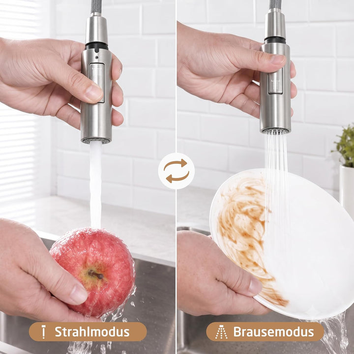 KES Küchenarmatur Brausekopf Spültischarmatur Ausziehbar 2 Funktion SUS304 Edelstahl Geschirrbrause