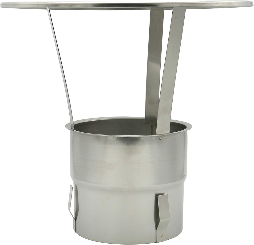 Regen-Haube mit Einschub 200mm Kaminhut aus Edelstahl mit Spannfedern ohne Werkzeug montierbar Säure