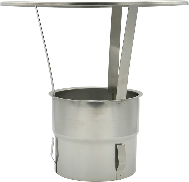 Regen-Haube mit Einschub 200mm Kaminhut aus Edelstahl mit Spannfedern ohne Werkzeug montierbar Säure