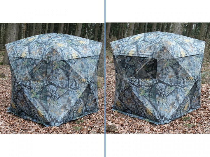 SUTTER Quick-Up Tarnzelt in Waldoptik - 140x140cm mit grossen Fenstern und Fliegengittern für 2 Pers