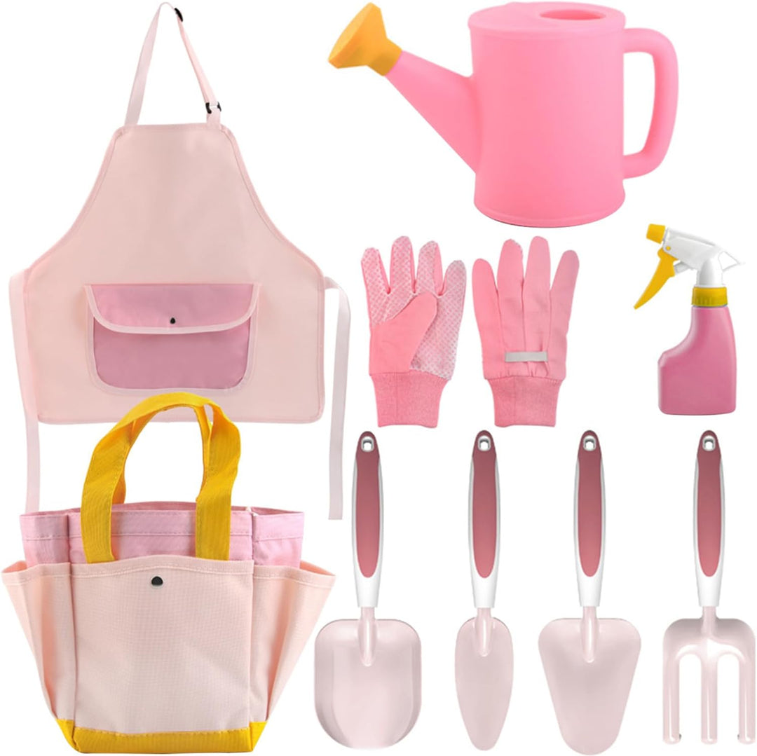 Kids Gardening Set, Kinder Gartenwerkzeuge 9PCS Kleinkind Gartenset umfassen Wässern, Handschuhe, Sc