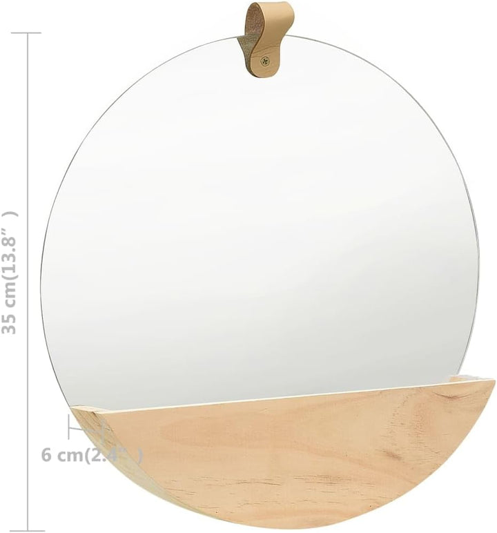 VXL Wandspiegel aus massivem Kiefernholz, 35 cm