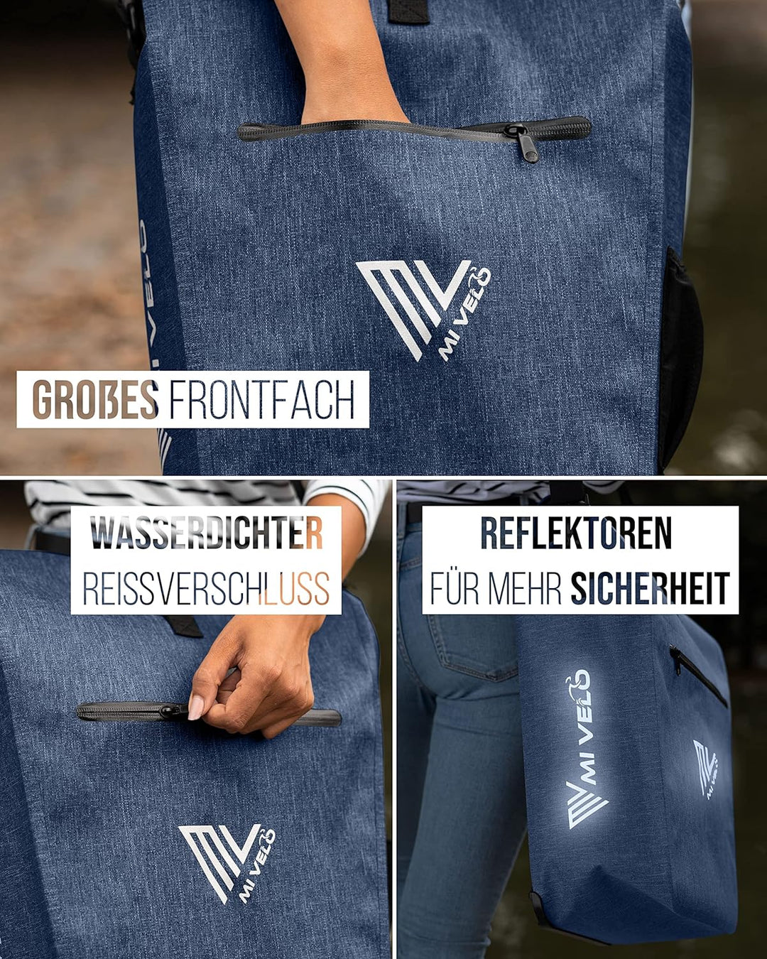 MIVELO 2in1 Fahrradtasche Gepäckträgertasche wasserdicht 100% PVC frei + Laptopfach + Schloss – Fahr
