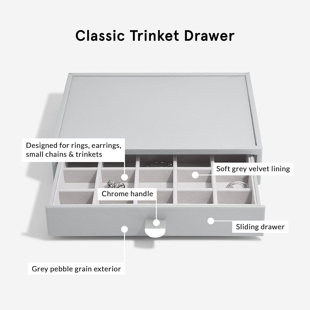 Stackers Pebble Grey Classic Jewellery Box - Set of 3 (with Drawers), Pebble Grey