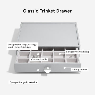 Stackers Pebble Grey Classic Jewellery Box - Set of 3 (with Drawers), Pebble Grey